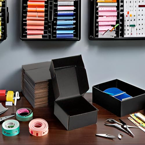 6x6x3 Black Shipping Boxes for Small Business, Packing, 25 Pack - color: Black, size: 6x6x3 inch