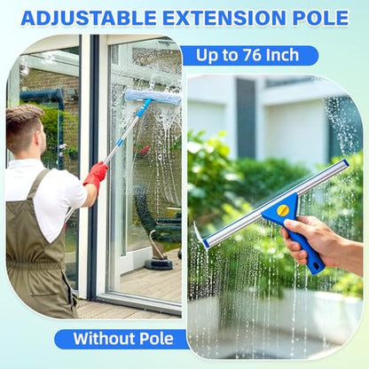 Window Cleaning Kit with Bucket, Squeegee and Scrubber for Home Outdoor