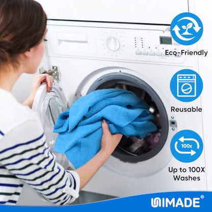 UNIMADE Microfiber Cleaning Cloth, 20 Pack Reusable Microfiber Towels - color: Blue, size: 20 Pack