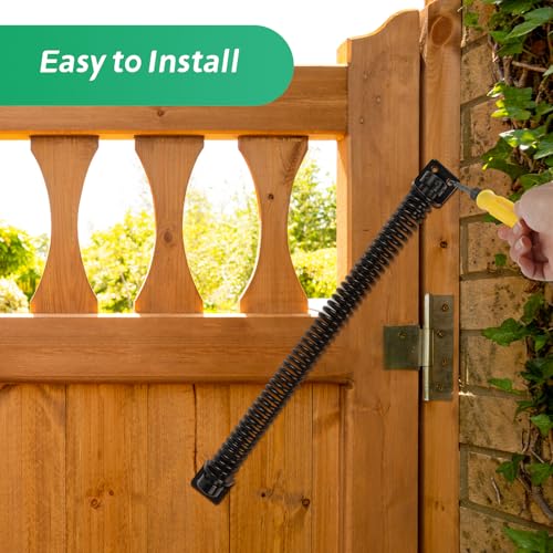 13 Inch Self Closing Gate Spring, Adjustable Tension Gate Closer for Wooden & Vinyl Fence, Steel, Black (2 Pack) - size: 2 Pack