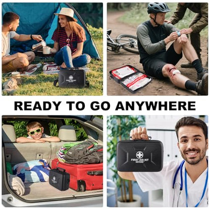 Gevoke 410 Piece Waterproof Hard Shell First Aid Kit, Black - color: Black