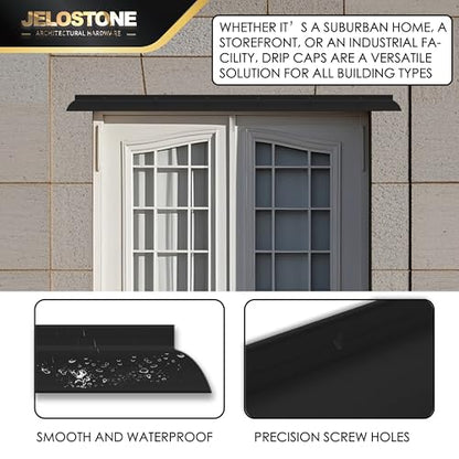 52" L x 2.5" W Commercial Grade Door Rain Drip Guard (Black)- UL Rated Over Door and Window Drip Cap Rain Deflector - Drip Edge Roof Rain Diverter Guards House - JS-346RD, Black Anodized - color: Black Anodized