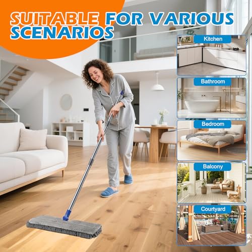 Masthome Flip Microfiber Mop, Wet Dry Dust Mop with Adjustable Handle - color: Blue Flip