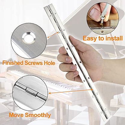2PCS 14"x1.2" Sliver Piano Hinges for Cabinet, Heavy Duty Continuous & Sliver Stainless Steel 304 Long Hinge for Door DIY Wood Craft Box - size: 14"(Sliver,2PCS)