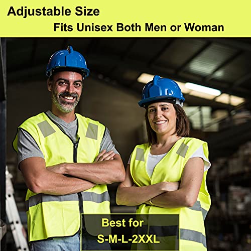 Safety Vests 10 Pack - Yellow Reflective High Visibility Construction ANSI Class 2 Work Vest for Men,Woman,Hi Vis Vest Mesh and Neon Silver Strip - color: Yellow