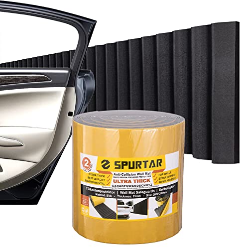 Spurtar Thick Garage Wall Protector Garage Parking Aid, 79" L x 8" W x 3/5" Self-Adhesive Car Door Protector, Wavy-Mat Wall Padding, Vehicle Door Edge Guards, Bumper Guards Protection Pads - size: 1 Piece - 79" × 8" × 0.6"