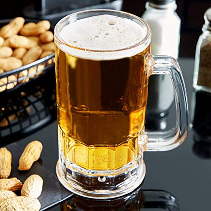 GET 20 oz Clear Plastic Beer Mug with Handle (Set of 12) - size: 20 Ounce, style: Set of 12