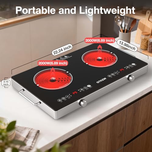2 Burner Electric Cooktop 2400W, Portable Infrared Stove, Hot Plate - color: Silver & Black Electric Cooktop