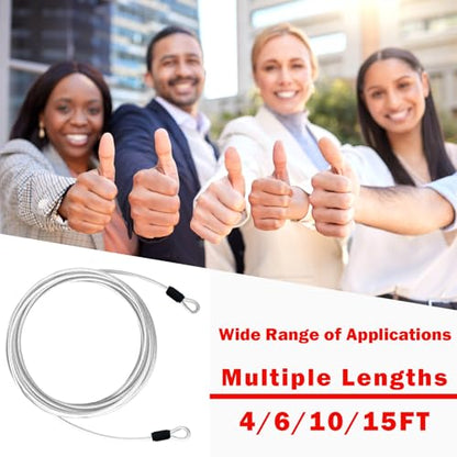 1/8" Stainless Steel Security Cable Luggage Lock, Double Loop, 2Pack - color: Gray, size: 4ft (2Pack)