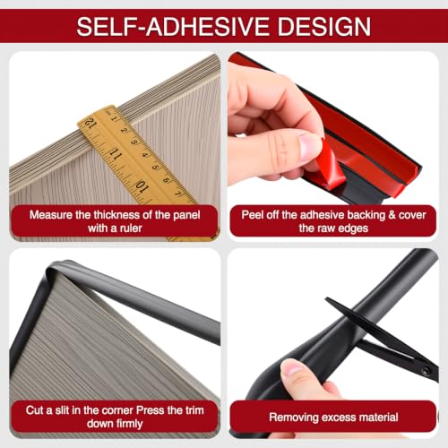 1/2 Inch Rubber Edge Trim 20ft Self-Adhesive U Channel Edge Strip - size: 20ft，1/2 Inch
