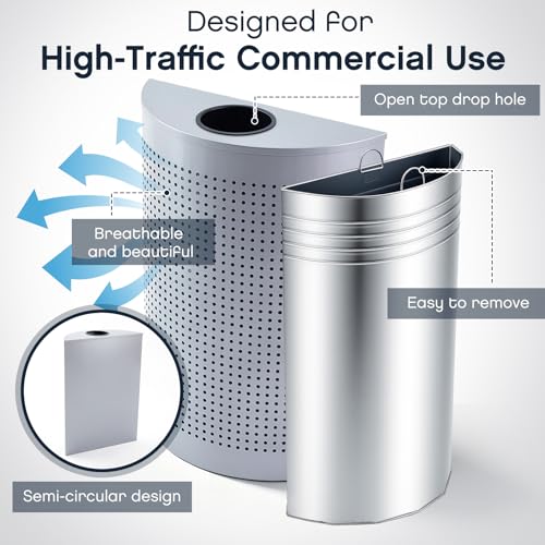 BreezeHug 12 Gallon Commercial Trash Can Stainless Steel Open-Top Waste Bin