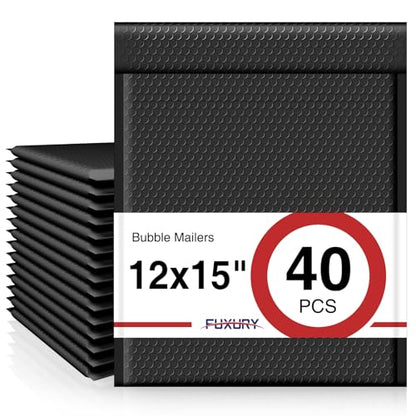 Fuxury Black Bubble Mailers 12x15" Large Self Seal Padded Envelope 40 Pack - color: Black, size: 12x15" 40PC