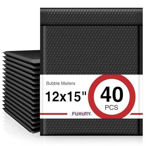 Fuxury Black Bubble Mailers 12x15" Large Self Seal Padded Envelope 40 Pack - color: Black, size: 12x15" 40PC