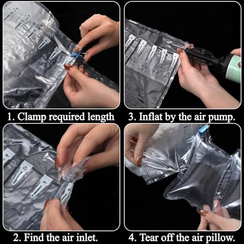 Tebery 400 Count Air Pillows for Shipping, 4.72"x7.87" Inflatable Air Cushioning Bags Roll with Pump, Reusable Packing Filler Materials, Leak-Proof Purse Stuffing Supplies for Shape