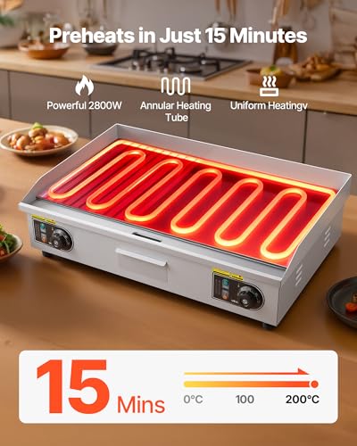 VEVOR Commercial Electric Griddle, 30" No Plug, Countertop Flat Top Griddle - size: 29"