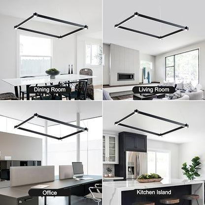WELAKl Black Modern Square Chandelier, Square Ceiling Light Fixture - size: 1-Light