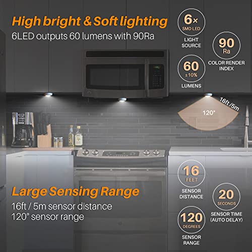 STAR-SPANGLED 2.8” LED Motion Sensor Light Indoor AAA Battery, 6 Pack White - color: Cool White