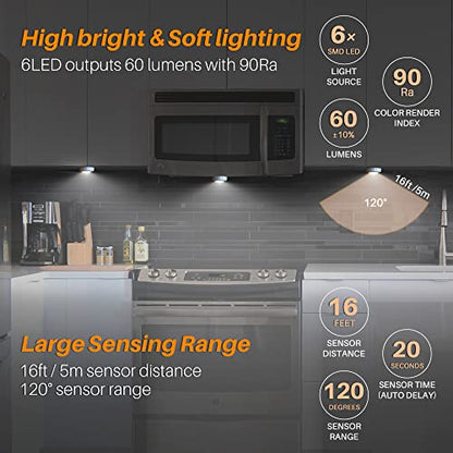 STAR-SPANGLED 2.8” LED Motion Sensor Light Indoor AAA Battery, 6 Pack White - color: Cool White