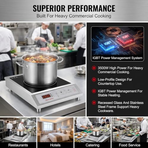 3500W Commercial Induction Cooktop, 220V Induction Hot Plate