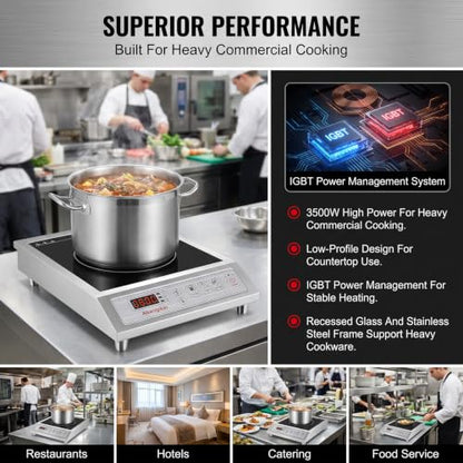 3500W Commercial Induction Cooktop, 220V Induction Hot Plate