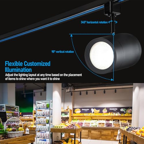 LEONLITE 4-Pack Retail Pro Series 17.5W H Track Lighting Heads, 5CCT, Black - color: Black-5CCT(2700K/3000K/3500K/4000K/5000K)