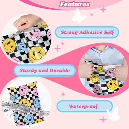 Fuxury Poly Mailers 14.5x19" 500Pcs,Shipping Bag for Clothes,Checkerboard - color: Smile Face, size: 14.5x19" 500pcs
