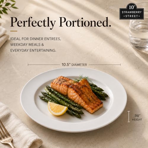 10 Strawberry Street Simply White 10.5" Round Dinner Plate, Set of 6 - size: Dinner Plate, style: Round