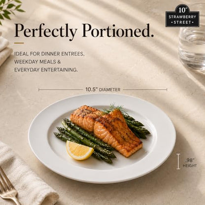 10 Strawberry Street Simply White 10.5" Round Dinner Plate, Set of 6 - size: Dinner Plate, style: Round
