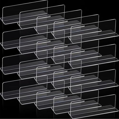 Novabright 20 Pack Shelf Dividers Closet Organizer 12" Tall x 3" Deep Acrylic Clear Plastic Shelf Free Standing Organizer Divider for Supermarket Retail Displays Pantry Closet Organization