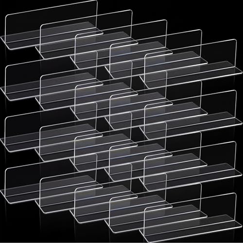Novabright 20 Pack Shelf Dividers Closet Organizer 12" Tall x 3" Deep Acrylic Clear Plastic Shelf Free Standing Organizer Divider for Supermarket Retail Displays Pantry Closet Organization
