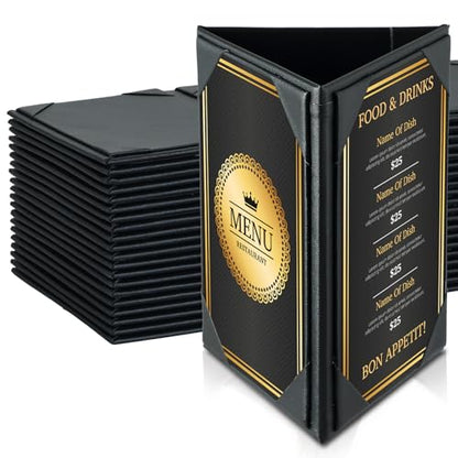 Leather Table Tent Triangle Menu Holders 4" x 6", 20 Pack 3-Side - size: 20 Pack, 4" x 6"