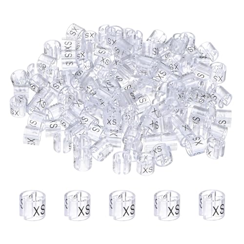 M METERXITY 100-Pack Clothes Hanger Markers Size XS Garment Tag Transparent - color: Transparent, size: X-Small