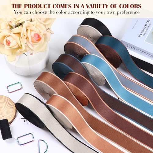 1 1/2 inch Webbing for Bag Straps-6 Yards Nylon Webbing 1.5 inch for Purse Straps-1.5" Beige White Cotton Webbing Black Edge for Making Bag, Purses, Belts,Backpack - color: Beige White-6 Yards