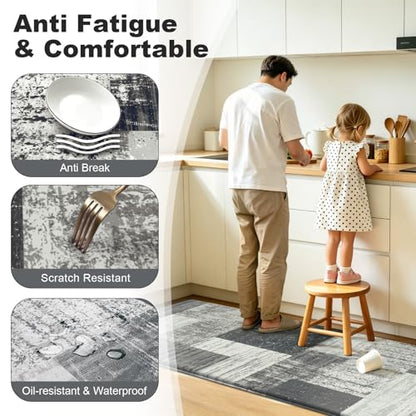 LOKHOM Kitchen Floor Mat, Cushioned Anti Fatigue Runner Rug 24x59 Grey - color: Grey