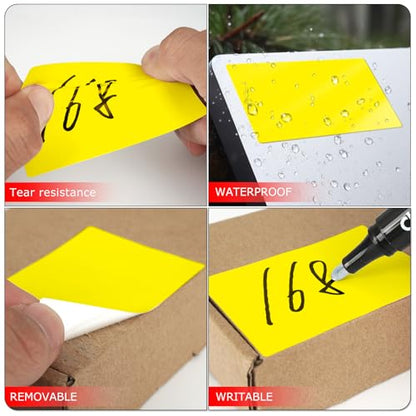Yellow Rectangle Labels 3" x 2" Color Coding Stickers Roll 500 Pcs - color: Yellow
