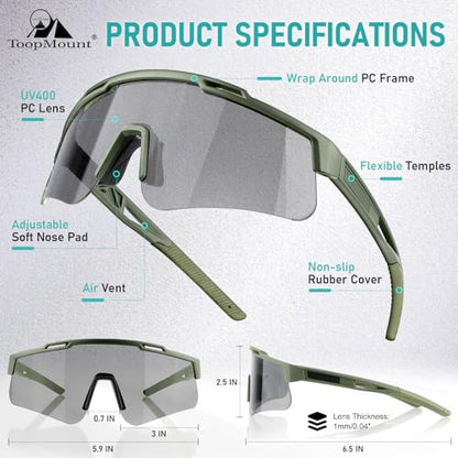 Tactical Eyewear Anti Fog, ANSI Z87.1 Sports Glasses with 3 Interchangeable Lens UV400 Protection Airsoft Goggle - color: Green Frame
