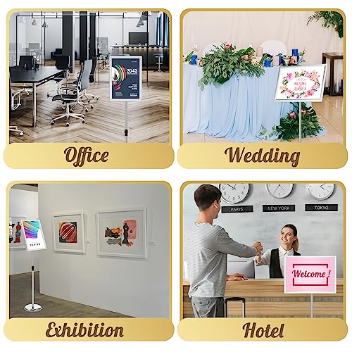 LElFlIDE 8 Pack Silver 11.7 x 16.5" A4 Adjustable Pedestal Sign Holder - color: Silver, size: 11.7 x 16.5''