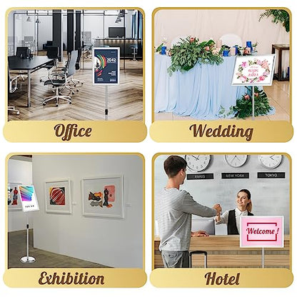 LElFlIDE 8 Pack Silver 11.7 x 16.5" A4 Adjustable Pedestal Sign Holder - color: Silver, size: 11.7 x 16.5''