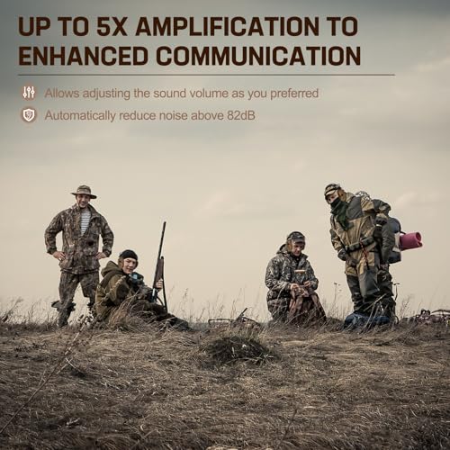 Electronic Ear Protection for Shooting with 5X Sound Amplification, Active Ear Protection for Gun Range, Gun Range Hearing Protection Muffs, NRR 26dB Noise Reduction Headphones for Hunting/Shooting - color: Coffee Brown