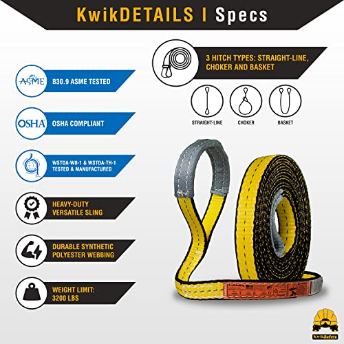 KwikSafety - Charlotte, NC - Mighty Sumo 1”x 20’ Poly Web Sling Lifting Strap Construction ASME OSHA / 3200lbs Vertical 2550lbs Choker 6400lbs Basket/Rigging Moving Towing Hoisting Gear - size: 1"x20' | 3200 lbs