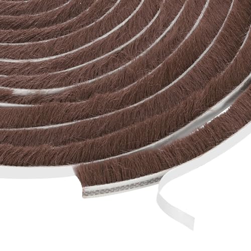 uxcell Self Adhesive Brush Seal Weather Stripping 1/2" x 1/4" x 49ft, Door Brush Strip for Sliding Sash Door Window Wardrobe Seal, Brown - color: Brown, size: 1/2" x 1/4" x 49ft