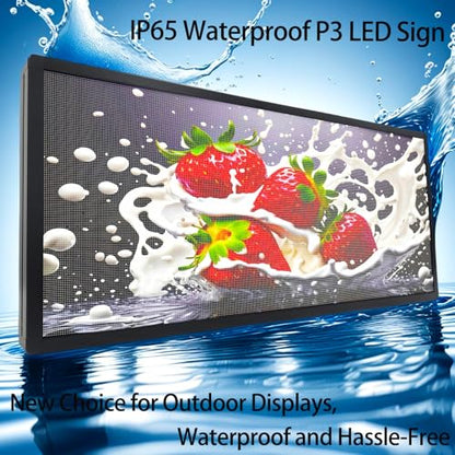 P3 Led Scrolling Programmable Signs, 320x128px High Resolution Digital LED Signage Displays, WIFI & USB Control Electronic Message Board Business Advertising Sign, Support Text/Image/Video 40"x18” - size: P3 40"x18"