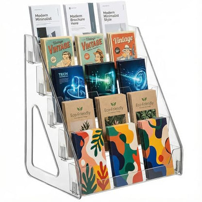 5-Tier Brochure Holder Display Stand, Clear Pamphlet Rack for Office & Trade Shows - color: Clear