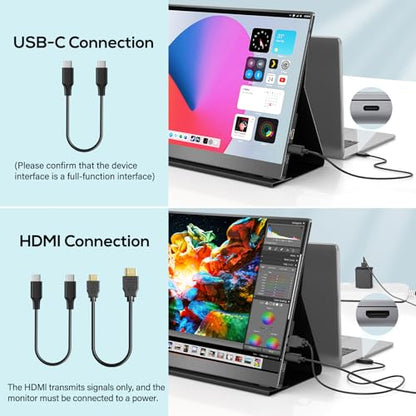 18.5 Inch Portable Monitor, FHD 120Hz IPS HDR 125% sRGB USB-C HDMI External Travel Monitor with Built-in Speakers, VESA Compatible for Laptop MacBook PC Surface PS5 Xbox