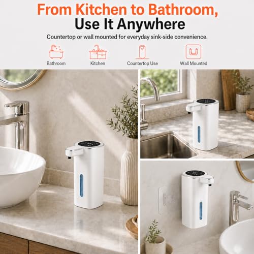 Automatic Liquid Soap Dispenser Touchless, USB Rechargeable (White) - color: White