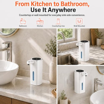 Automatic Liquid Soap Dispenser Touchless, USB Rechargeable (White) - color: White