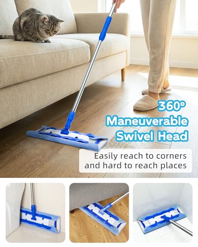 MR.SIGA Professional Microfiber Mop for Hardwood, Laminate Floor Cleaning - color: Blue
