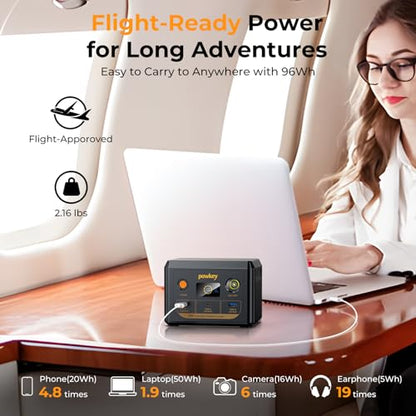 powkey 100W PD Laptop Rechargeable Power Station with USB-C Cable - color: Black Orange