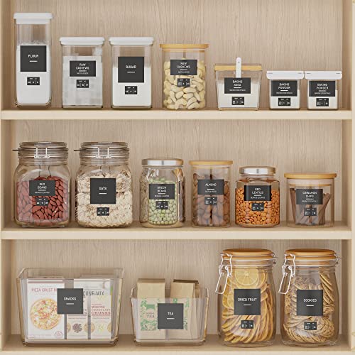 Neatsure 284 Pantry Labels with 112 Expiration Date Labels for Food Containers, Preprinted Stickers Booklet for Storage Bins, Minimalist Kitchen Labels for Organizing - style: Pantry Labels