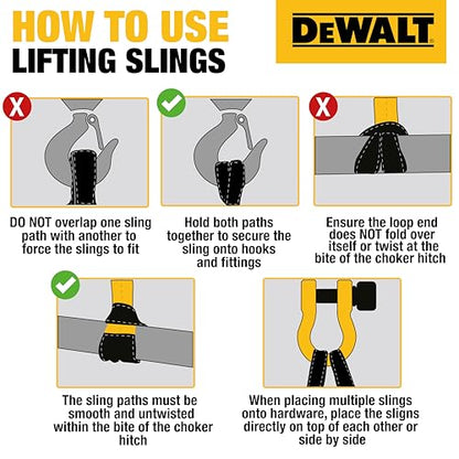 DEWALT 2"×16', 2-Ply, Type 3, Class 7 Heavy-Duty Lifting Sling, 1-Pack - size: 2” x 16’, style: Single